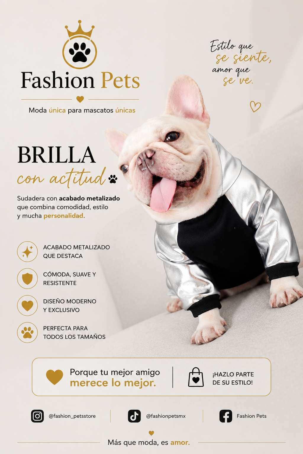 hermosa chamarra reflectante para bulldog francés y razas pequeñas que quieran ser el centro de atención (Copia)