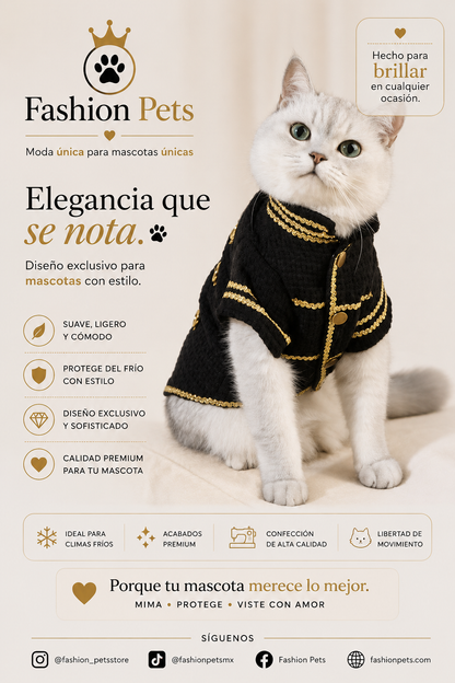 hermosa camisa elegante de hilo dorado con mucho estilo para gatos y perros razas pequeñas