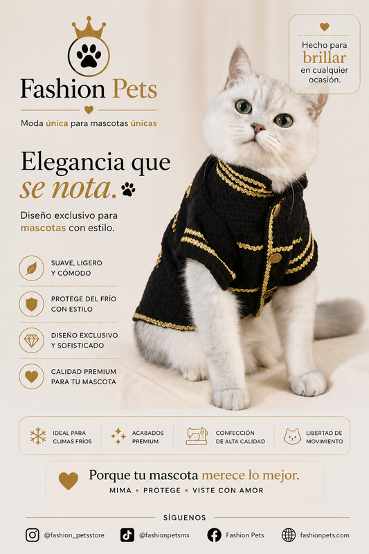 hermosa camisa elegante de hilo dorado con mucho estilo para gatos y perros razas pequeñas