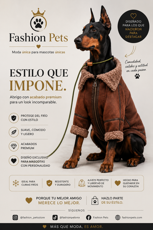 hermosa chamarra estilo vaquero con forro polar para Razas Grandes o Gigantes