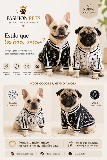 Hermosa chaqueta ligera para acompañar en cada aventura, con mucho estilo para Razas pequeñas