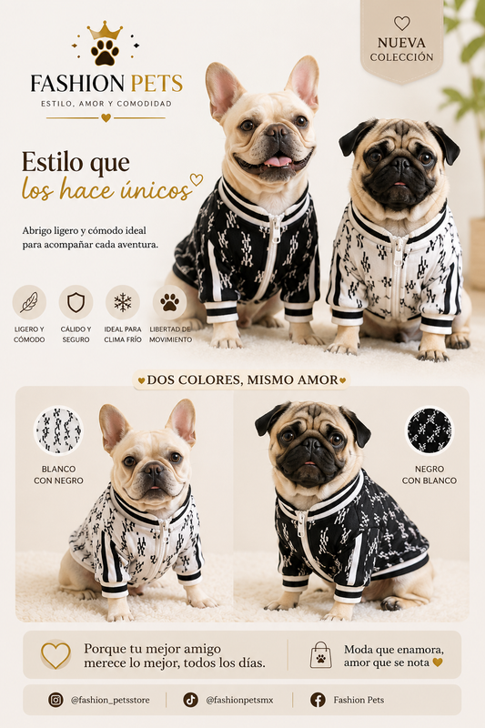 Hermosa chaqueta ligera para acompañar en cada aventura, con mucho estilo para Razas pequeñas