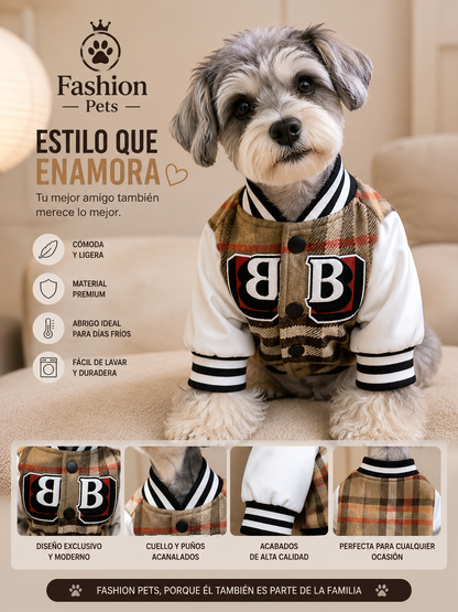 Chaqueta Varsity Premium para Perros “Fashion Pets” – Estilo Urbano y Máxima Comodidad