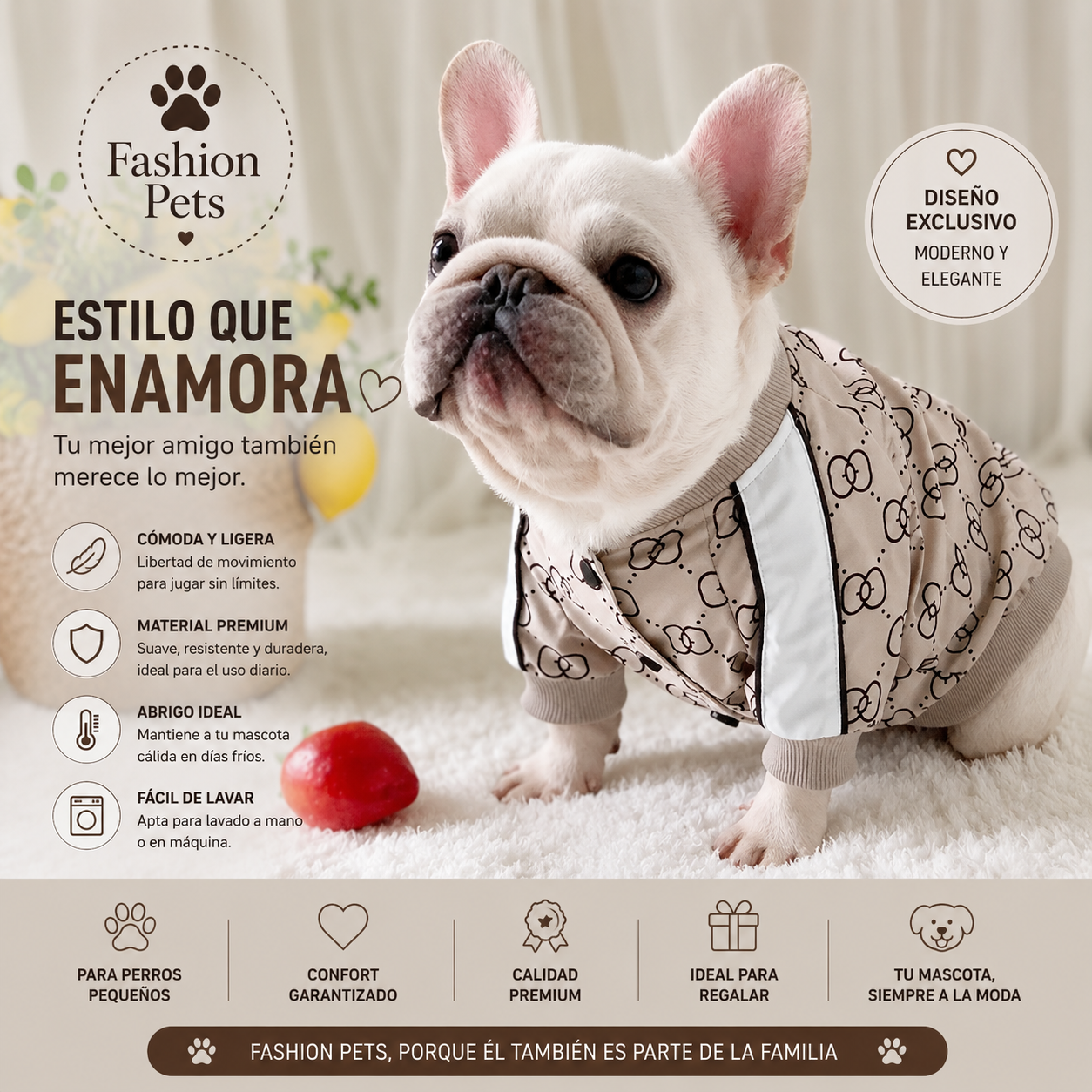 Chaqueta Premium de Moda “Fashion Pets” – Diseño Elegante y Máximo Confort