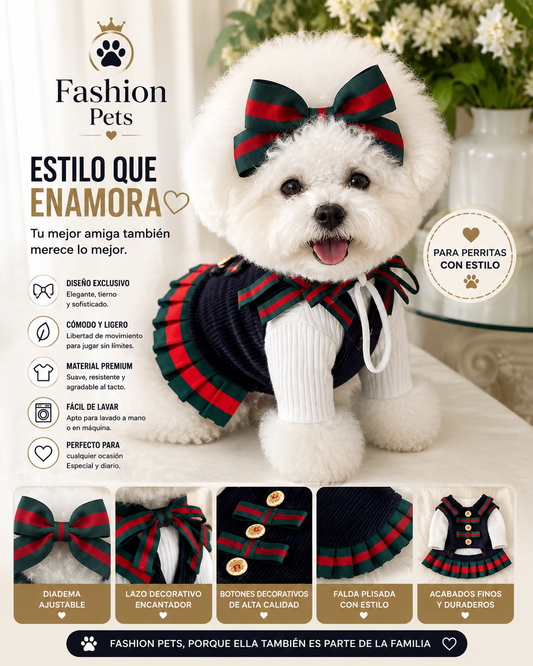 Conjunto premium de diadema y Vestidito para las princesitas peludas del hogar.