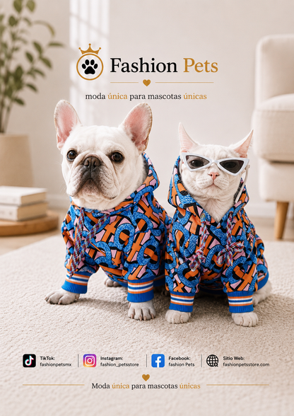 hermosa chamarra estilo urbano tribal para perros y gatos.