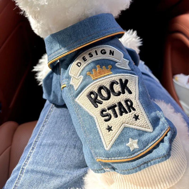 So your furry friend can be a rock star for small breeds, denim style.