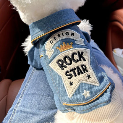 So your furry friend can be a rock star for small breeds, denim style.