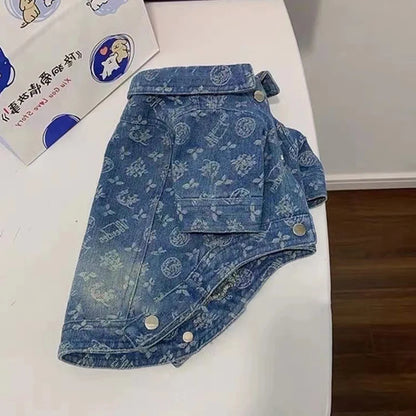 Chamarra de Mezclilla premium tipo LV para un estilo único como tu mascota.