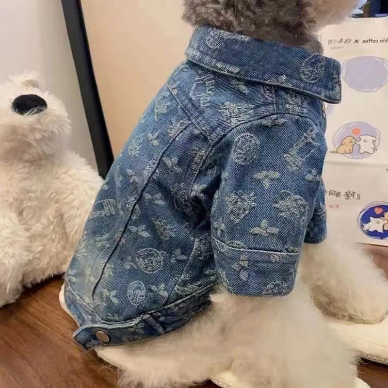 Chamarra de Mezclilla premium tipo LV para un estilo único como tu mascota.