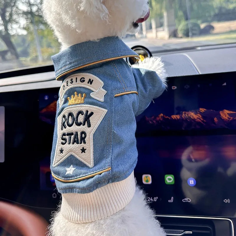 So your furry friend can be a rock star for small breeds, denim style.