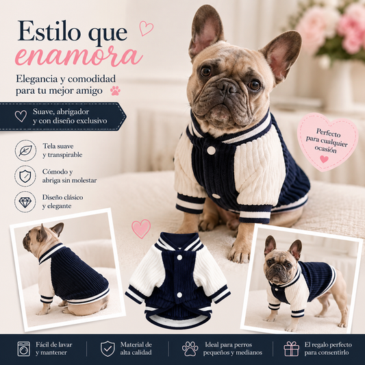 chamarra tipo Beisbol para que tu mejor amigo vista a la moda en cualquier ocasión